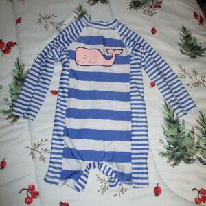 Vineyard Vines Target Baby Boys Blue Striped Rashguard Swim Suit Sz 18 Months